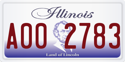 IL license plate A002783