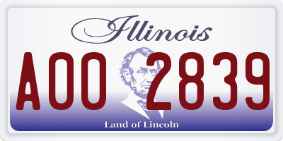 IL license plate A002839