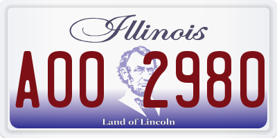 IL license plate A002980