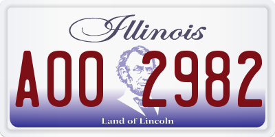 IL license plate A002982