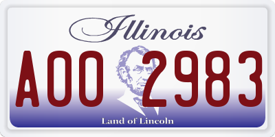 IL license plate A002983