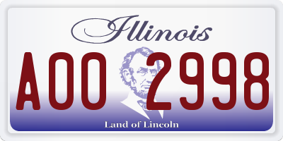 IL license plate A002998