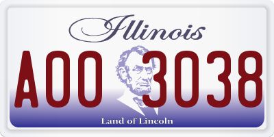 IL license plate A003038