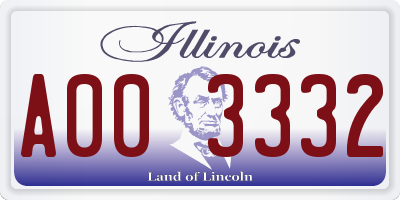 IL license plate A003332