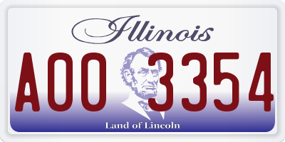 IL license plate A003354