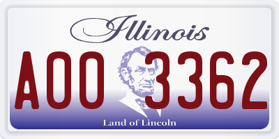 IL license plate A003362