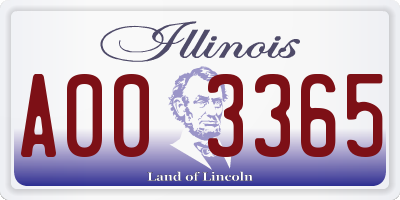 IL license plate A003365