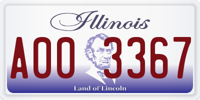 IL license plate A003367