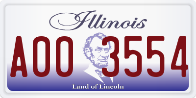 IL license plate A003554