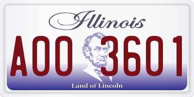 IL license plate A003601