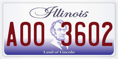 IL license plate A003602