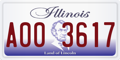 IL license plate A003617