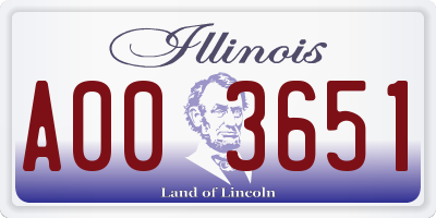 IL license plate A003651
