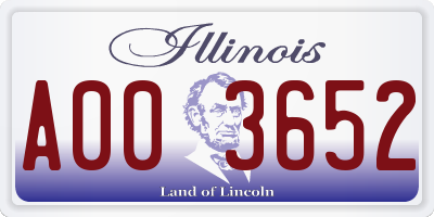 IL license plate A003652