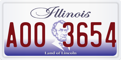 IL license plate A003654