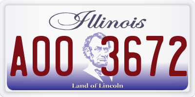 IL license plate A003672