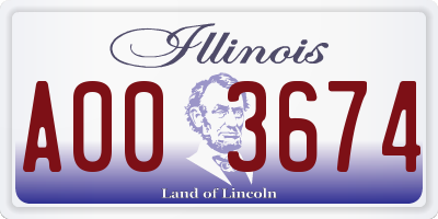 IL license plate A003674
