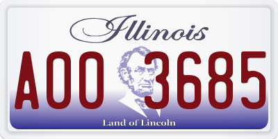 IL license plate A003685