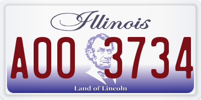 IL license plate A003734