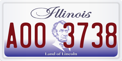 IL license plate A003738