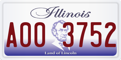 IL license plate A003752