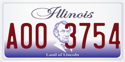 IL license plate A003754