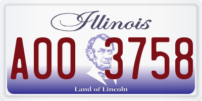 IL license plate A003758