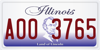 IL license plate A003765