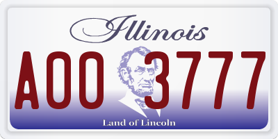 IL license plate A003777