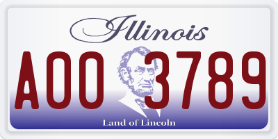 IL license plate A003789