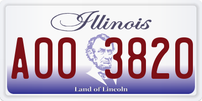 IL license plate A003820