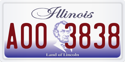 IL license plate A003838