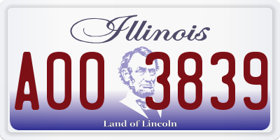 IL license plate A003839