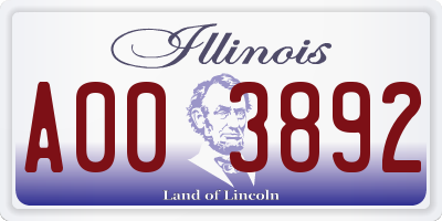 IL license plate A003892