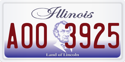 IL license plate A003925