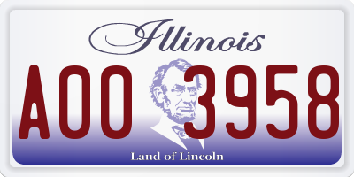 IL license plate A003958