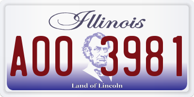IL license plate A003981