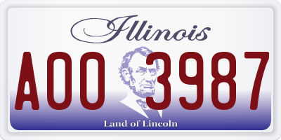 IL license plate A003987