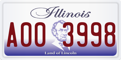 IL license plate A003998