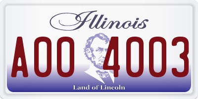 IL license plate A004003