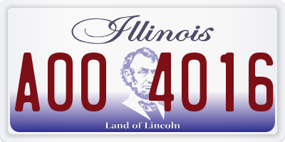 IL license plate A004016