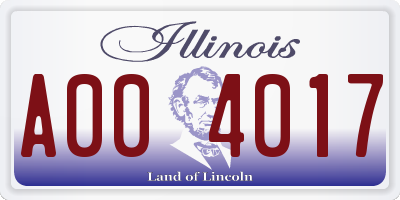 IL license plate A004017