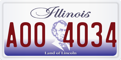 IL license plate A004034