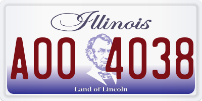 IL license plate A004038