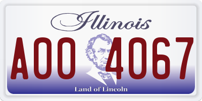 IL license plate A004067