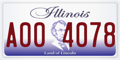 IL license plate A004078