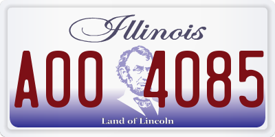 IL license plate A004085