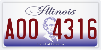 IL license plate A004316