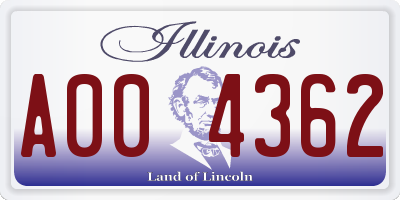 IL license plate A004362