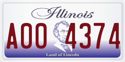 IL license plate A004374